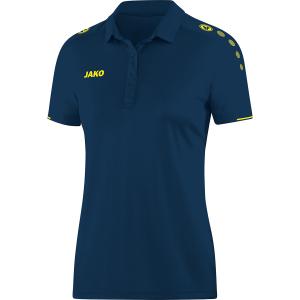 6350-f-42-polo-femme-jako-classico-bleu-nuit-jaune-citron
