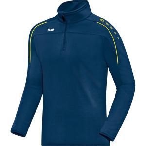8650-u-42-sweatshirt-zippe-jako-classico-bleu-nuit-jaune-citron