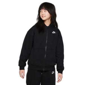 fd2931-010-sweatshirt-zippe-fille-nike-club-fleece-oversized-lbr-noir-blanc