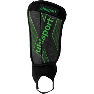 100680901-protege-tibias-uhlsport-flex-plate-noir-vert-fluo-argent